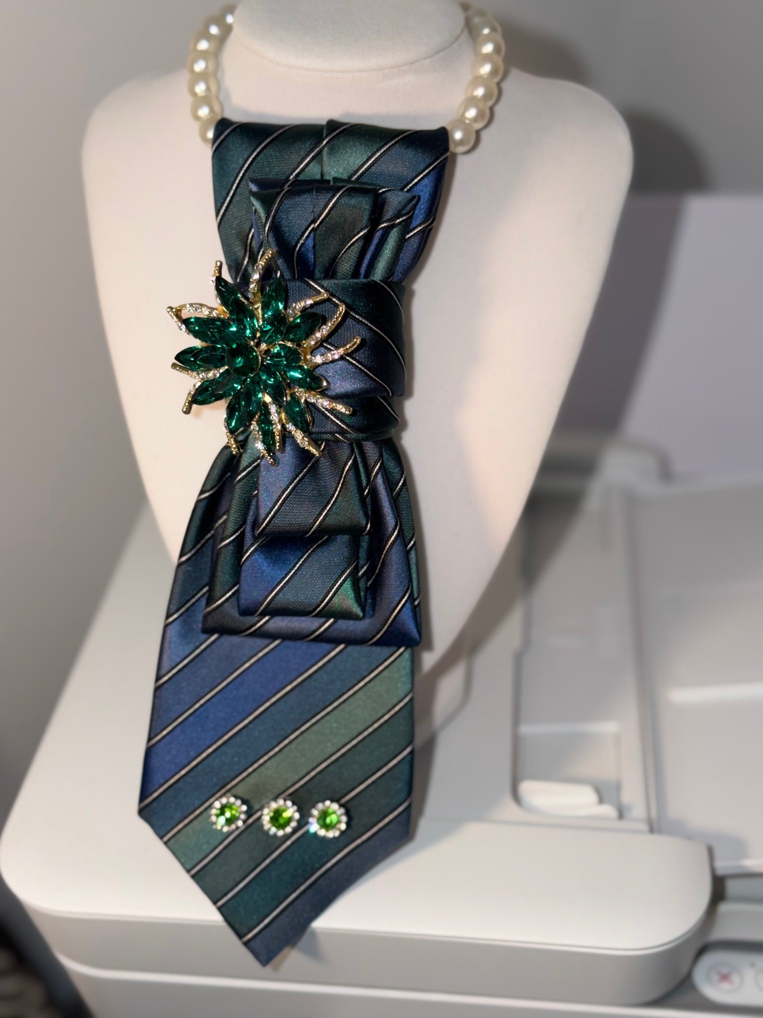 Ruthie's Kenneth Cole Reaction Everything Emerald Necktie Necklace | One-of-a-Kind Jewel Tone Statement Piece