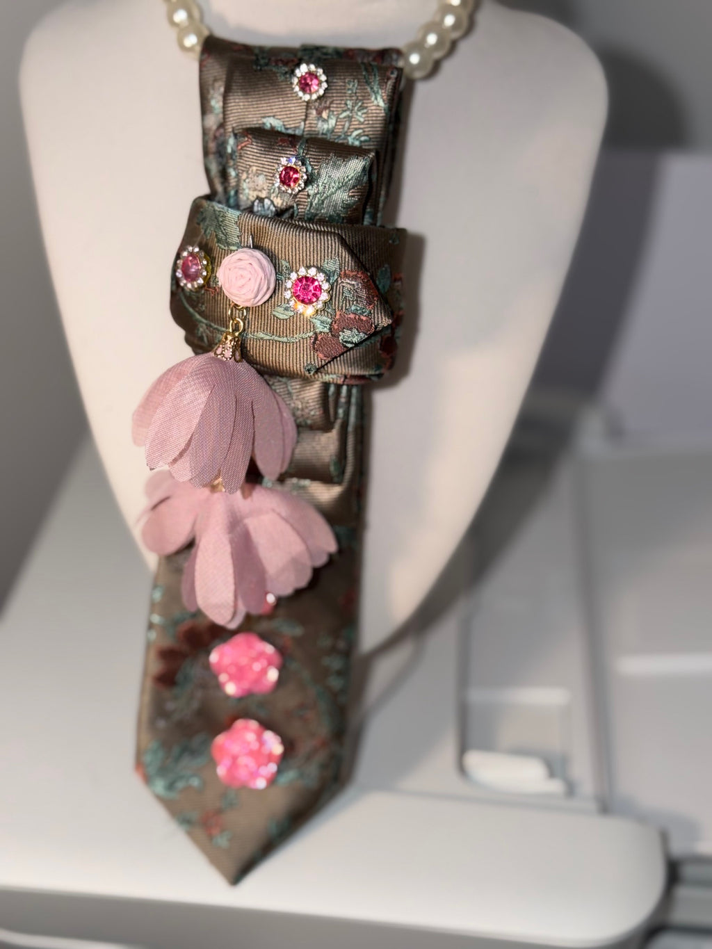 Ruthie's AHA Tapestry Moment Necktie Necklace | One-of-a-Kind Botanical Statement Piece