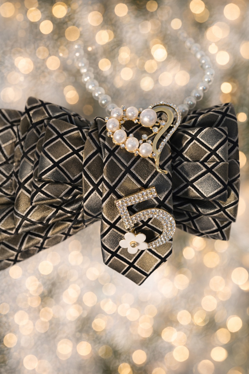 Ruthie's Chanel 5 with Pearls Necktie Necklace | One-of-a-Kind Luxury Statement Piece