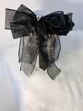 Ruthie's Shimmering Black Lace on Black Velvet Necktie Necklace | One-of-a-Kind Statement Piece