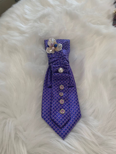 Ruthie's Royal Purple Elegant Lux Necktie Necklace | Handcrafted Statement Piece